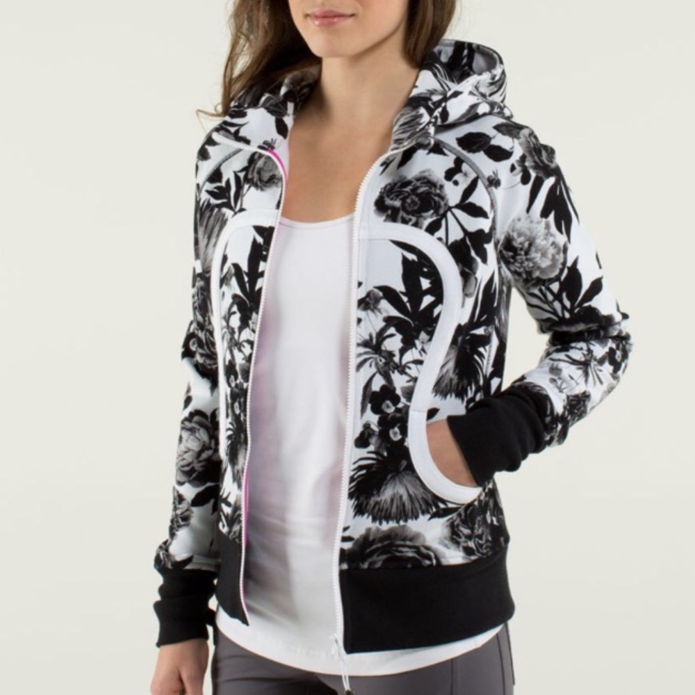 lululemon athletica Black & White Floral Hoodie Jacket - Picture 2 of 8